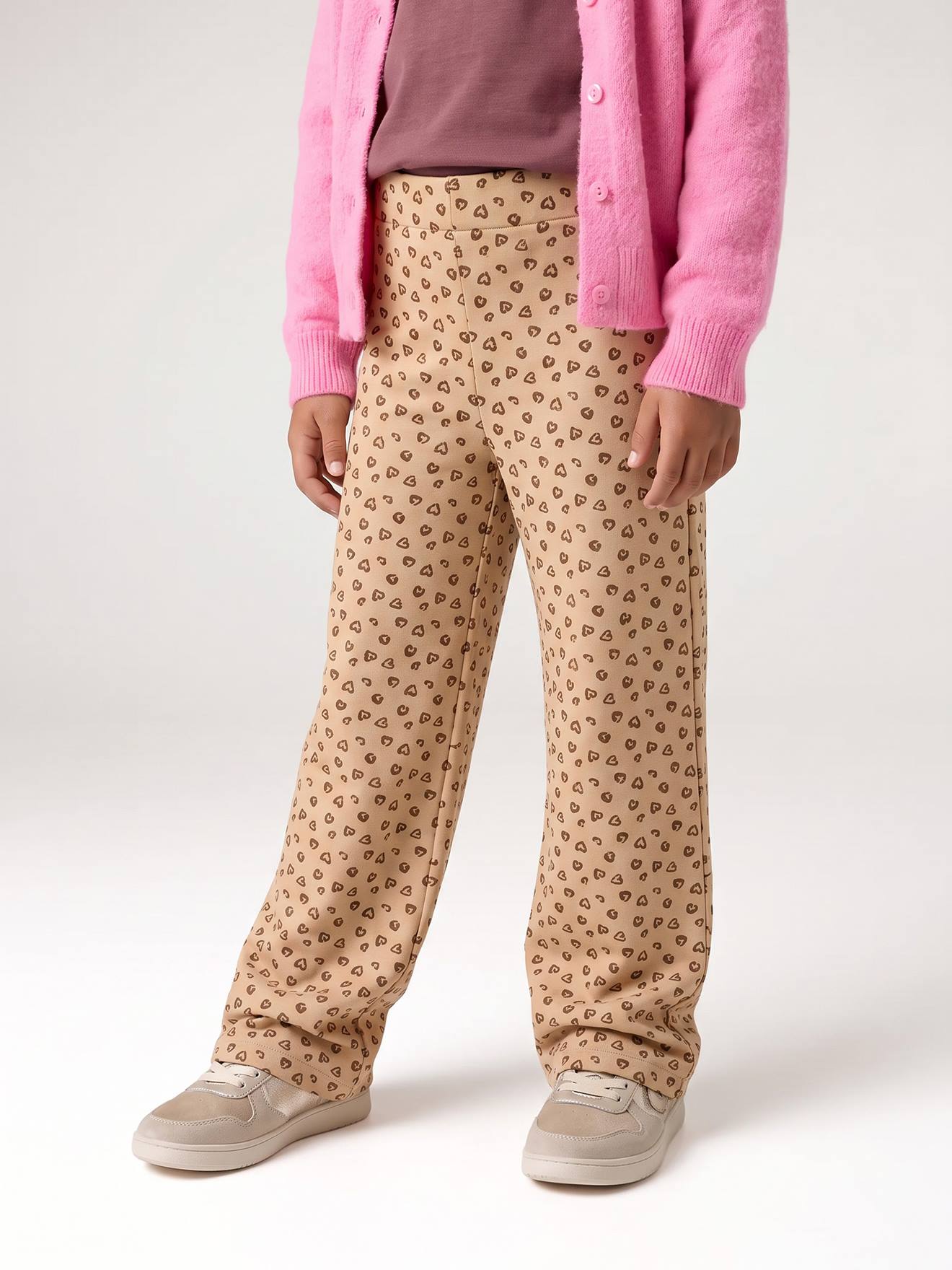 Weite Mädchen Leggings mit Fleecefutter vanille leo