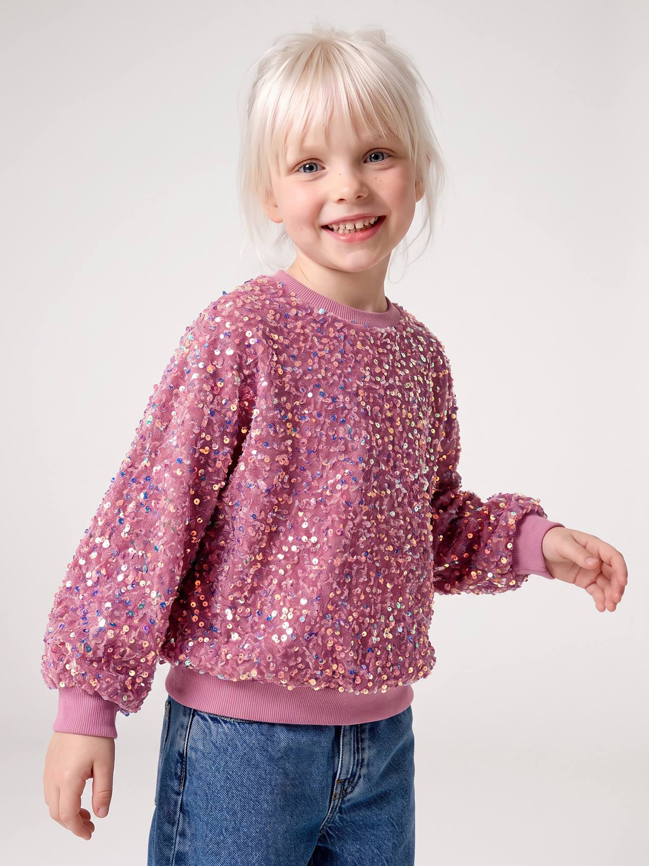 Mädchen Samt-Shirt mit Pailletten