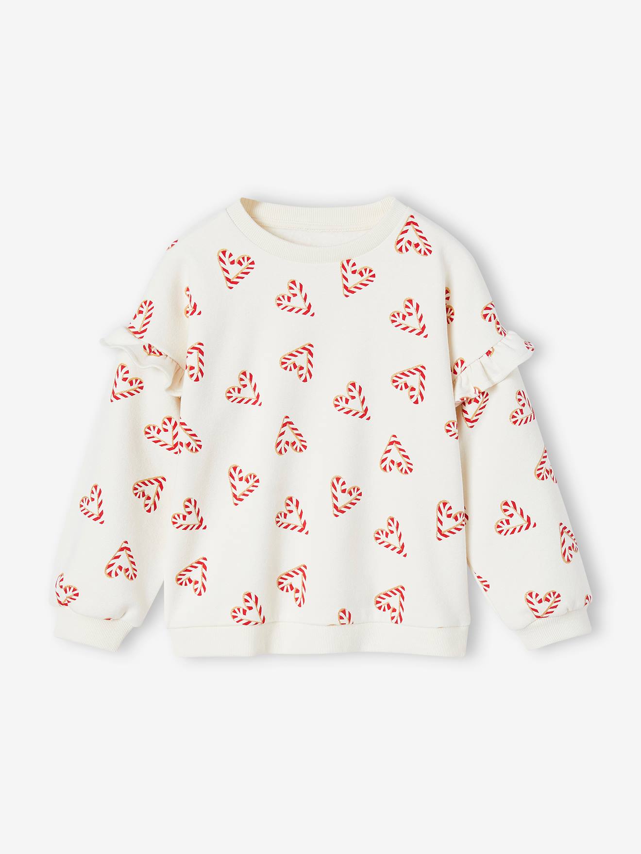 Mädchen Weihnachts-Sweatshirt mit Volantärmeln