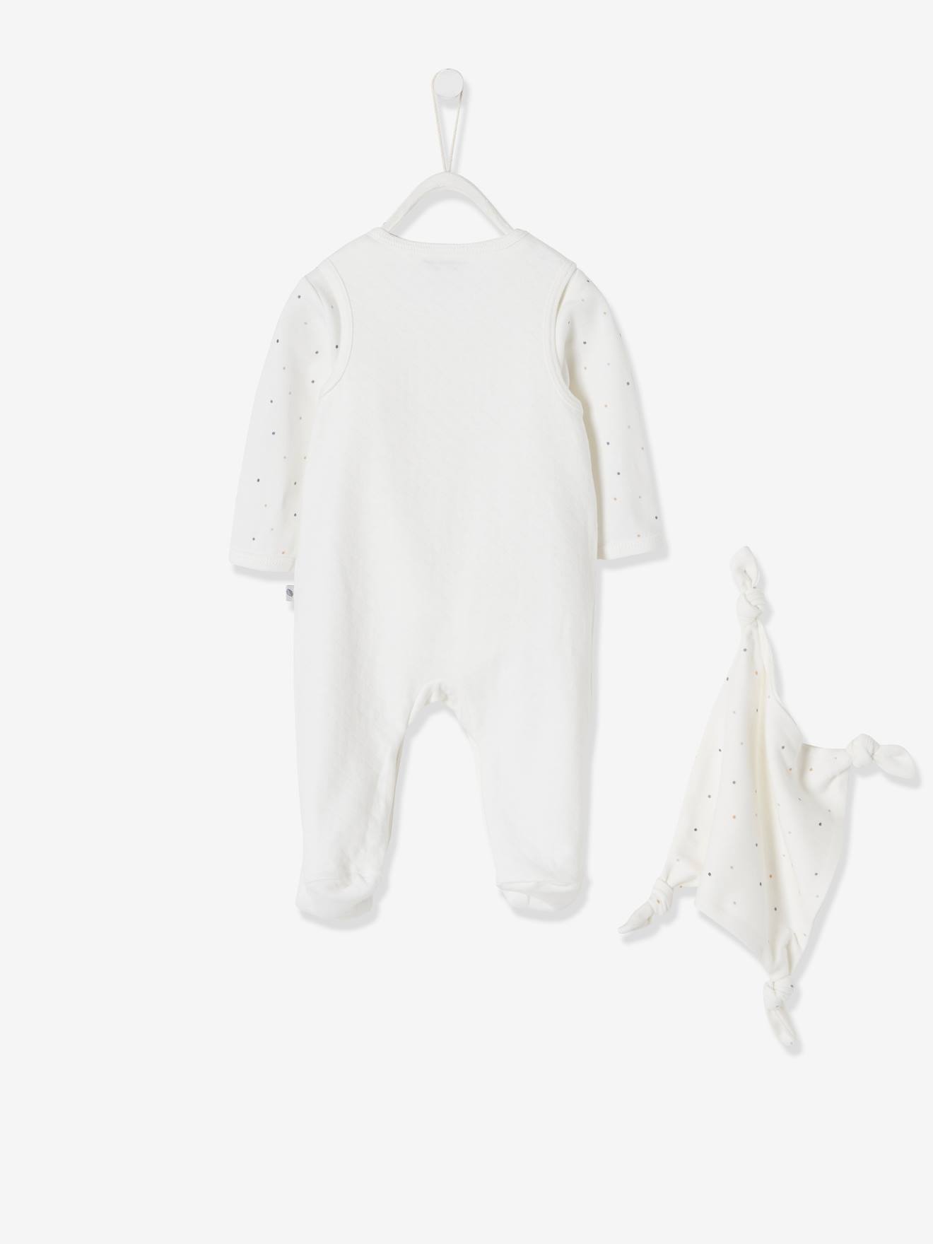 Body /& Schmusetuch wollwei/ß 44 VERTBAUDET Bio-Kollektion Baby Strampler