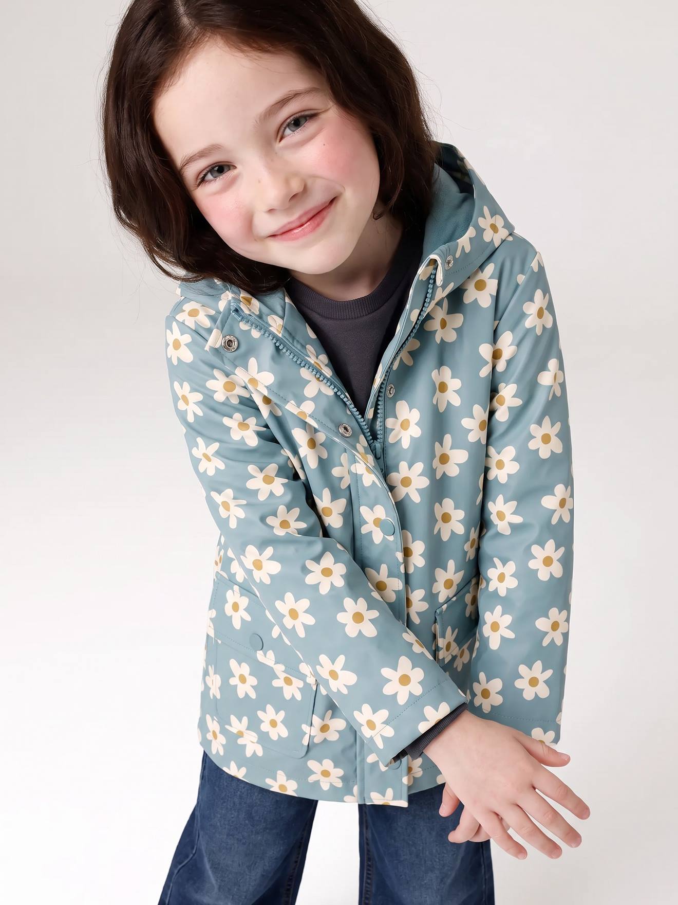 Mädchen Regenjacke mit Taschen blumen