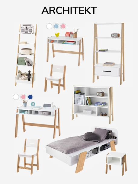 Schreibtisch ,,Architekt Mini' - grün+rosa+türkis+weiß/natur - 26