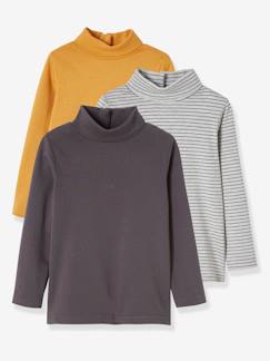 Jungenkleidung-Shirts, Poloshirts & Rollkragenpullover-Rollkragenpullover-3er-Pack Jungen Langarmshirts BASIC