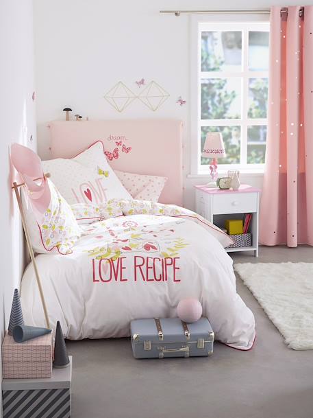 Verdunkelungsvorhang mit ausgestanzten Sternen - blau+grau+rosa - 16