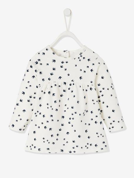 Mädchen Baby Shirt, Print Oeko-Tex - marine+wollweiß bedruckt - 5