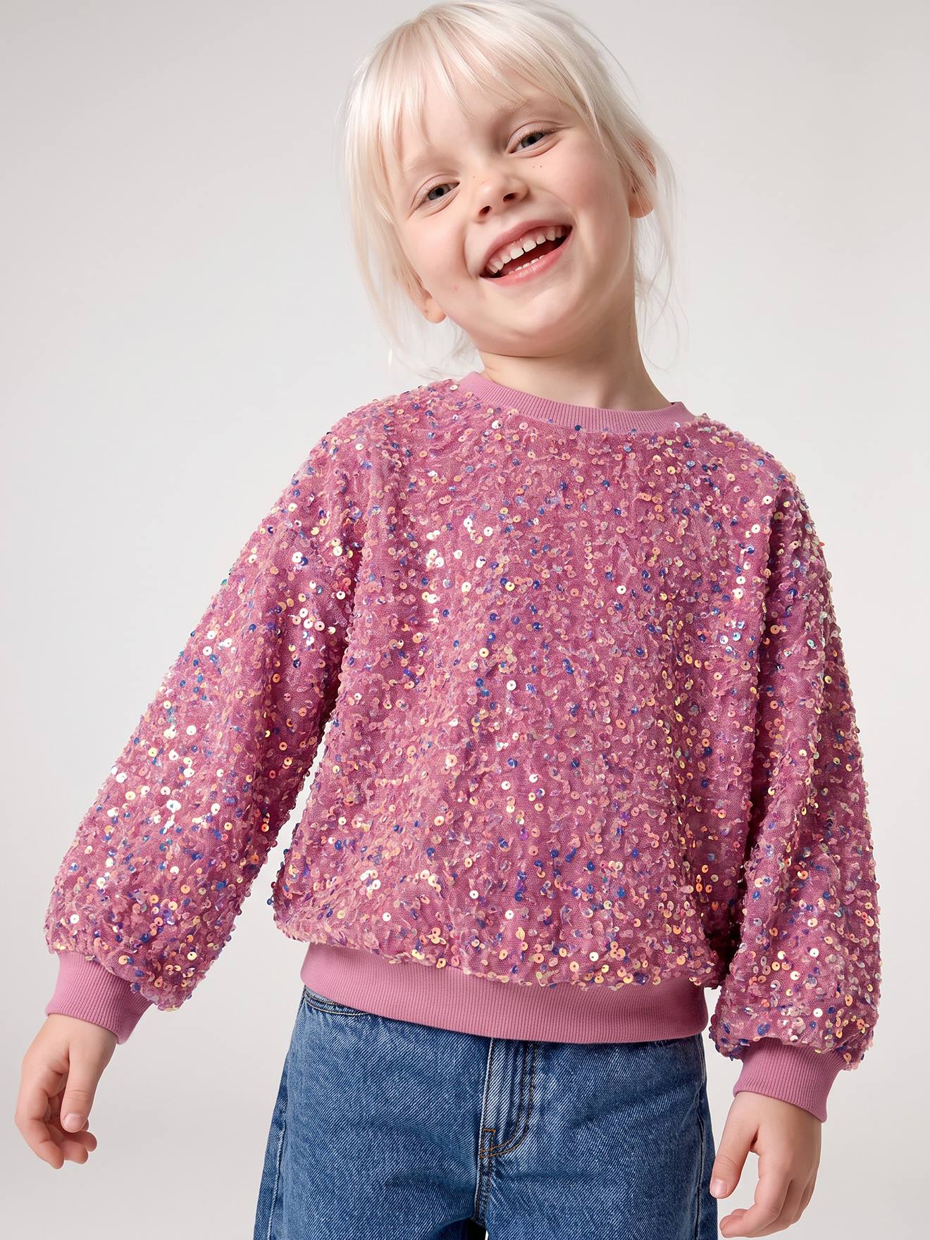 Mädchen Samt-Shirt mit Pailletten