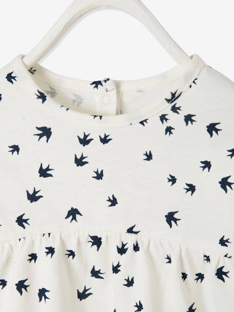 Mädchen Baby Shirt, Print Oeko-Tex - marine+wollweiß bedruckt - 6