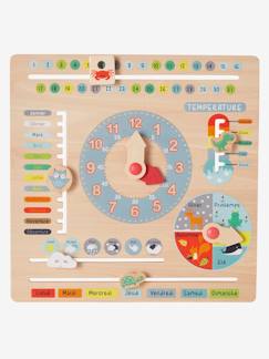 Spielzeug-Pädagogische Spiele-Lesen, Schreiben, Zählen & Uhr lesen-Kinder Spieluhr mit Kalender, Holz FSC®