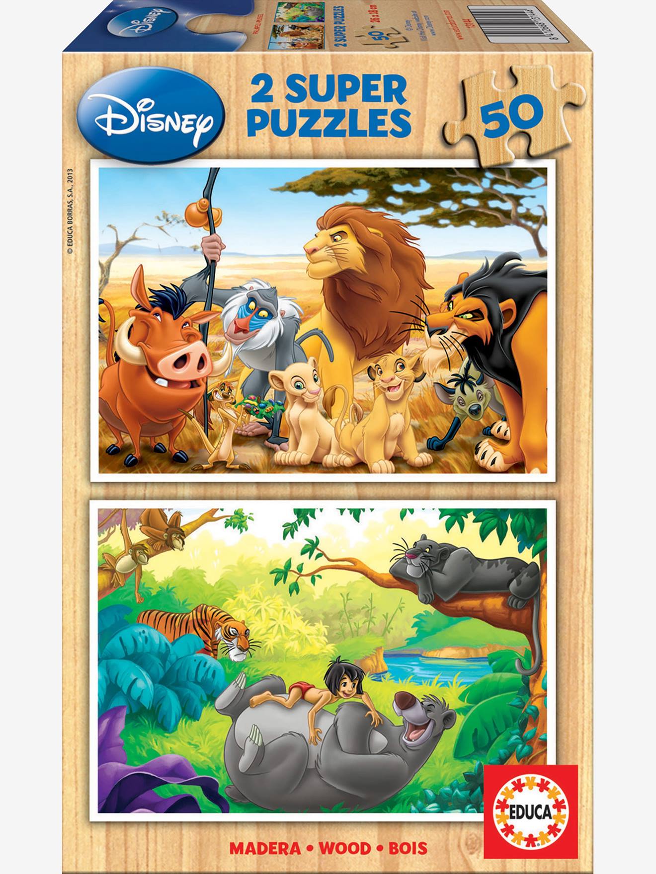 Vb 2er Set Holzpuzzles 50 Teile Disney Animals Educa In Mehrfarbig