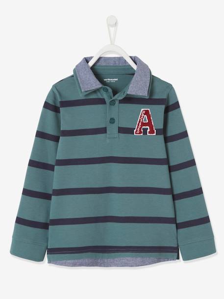 Jungen Poloshirt mit Lageneffekt Oeko Tex® - grün gestreift+nachtblau gestreift+rot gestreift - 1