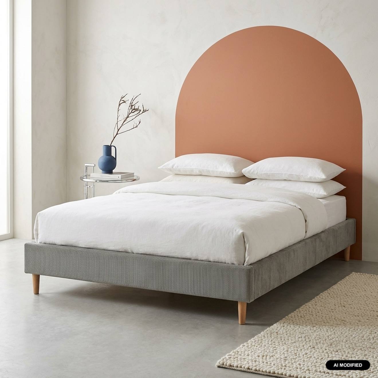 Sweeek Bett Mit Lattenrost 140 X 190cm Fein Gerippter Cord-bezug Milton in weiß