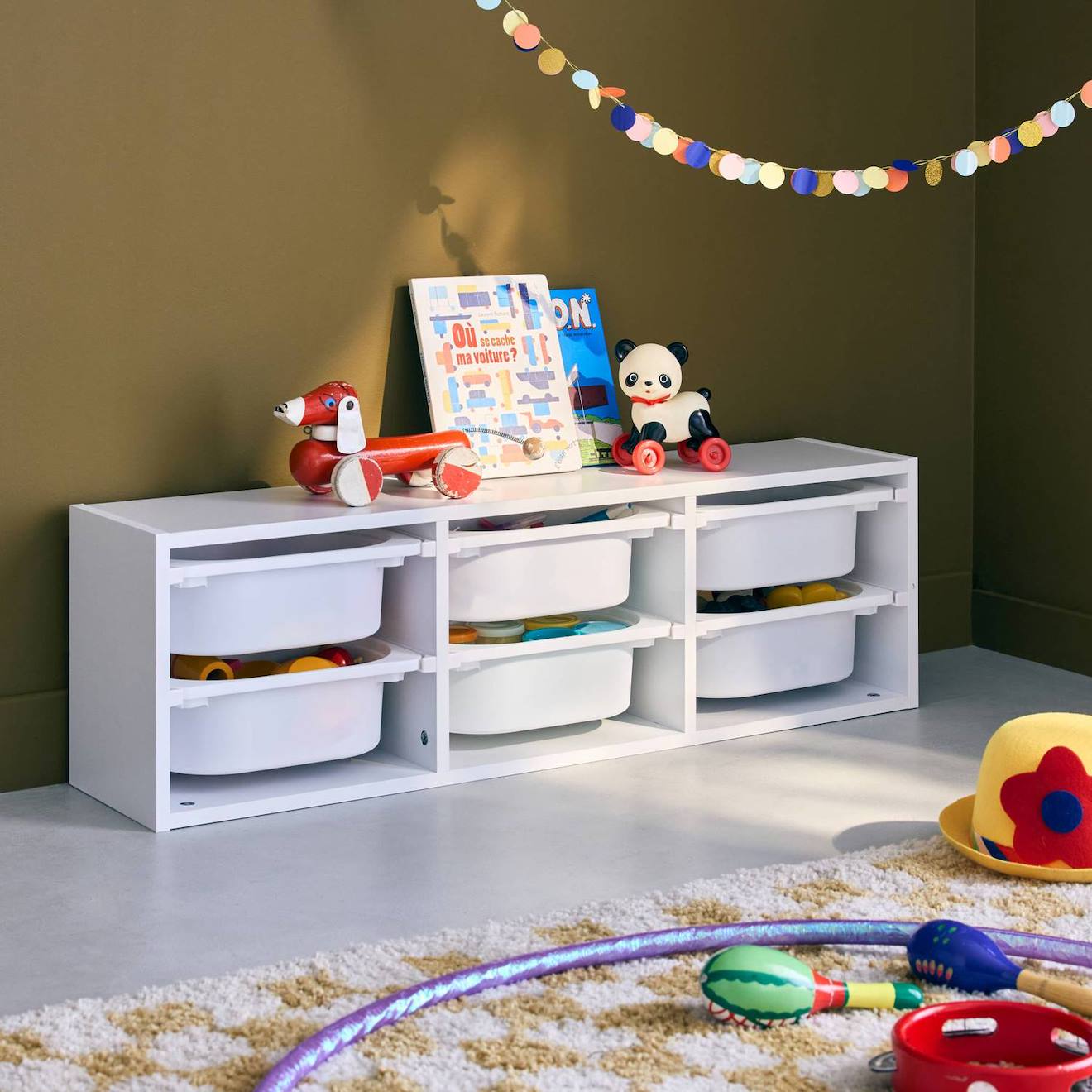Sweeek Aufbewahrungsmöbel Für Kinder, 6 Kunststoffbehälter Sora in weiß
