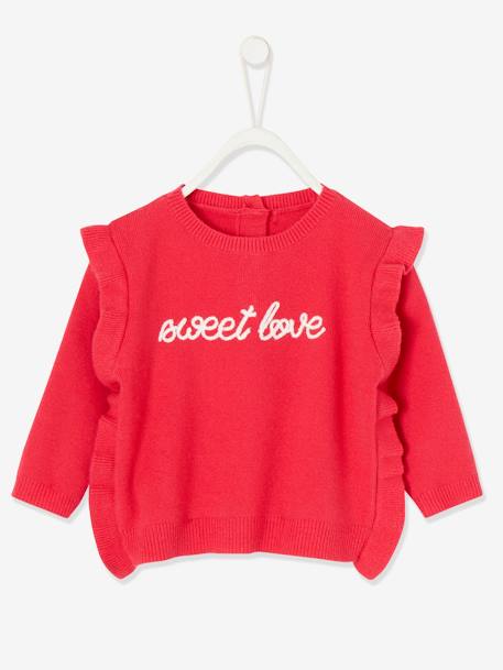 Vertbaudet M/ädchen Baby Pullover Jacquard-Herzen