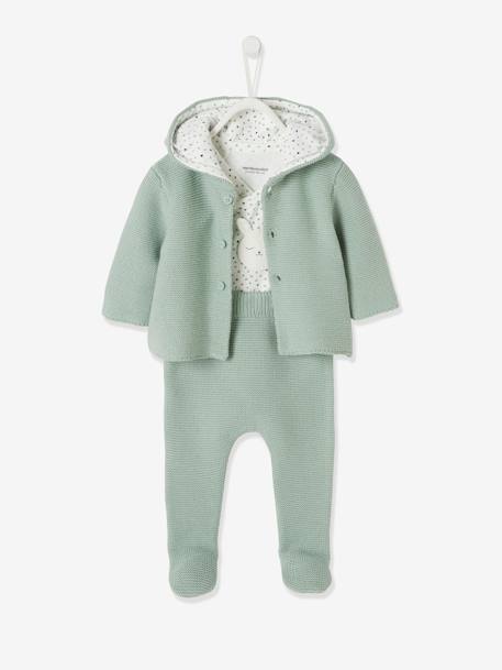 3-teiliges Geschenk Set für Babys, ab Gr. 44 - graugrün+hellgrau+marine+zartrosa - 1