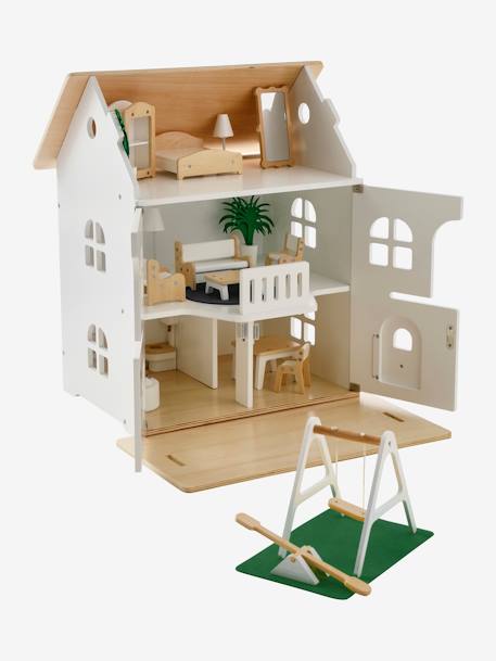 Puppenhaus mit Zubehör aus Holz FSC - natur/weiß - 2