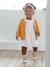 Mädchen Baby-Set: Kleid, Strickjacke & Haarband Oeko Tex - nachtblau bedruckt+senfgelb+wollweiß geblümt - 8