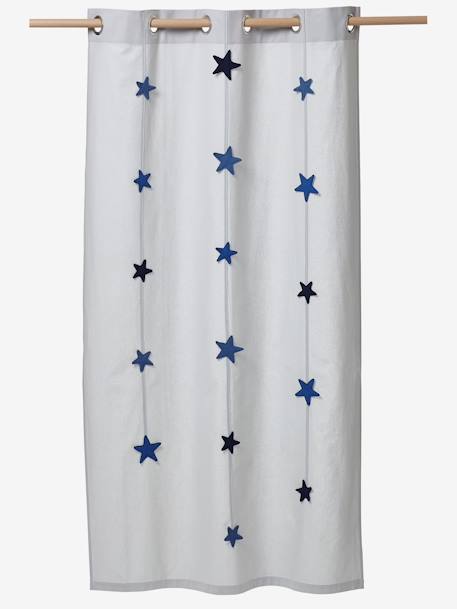 Kindergardine mit Sternen-Girlanden - grau/sterne - 2