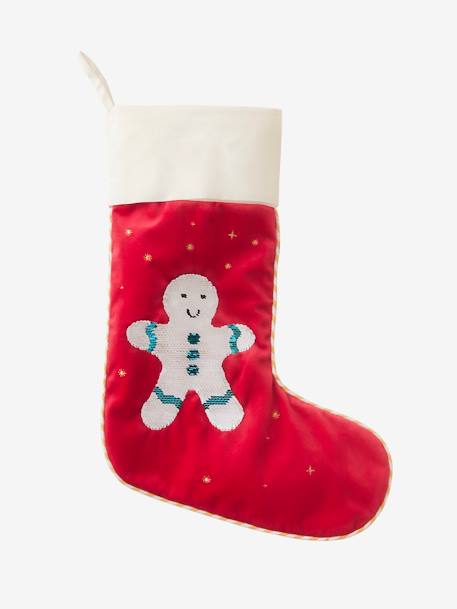 Kinder Weihnachtsstrumpf mit Wendepailletten „Mr. Biscuit“, personalisierbar - rot - 5