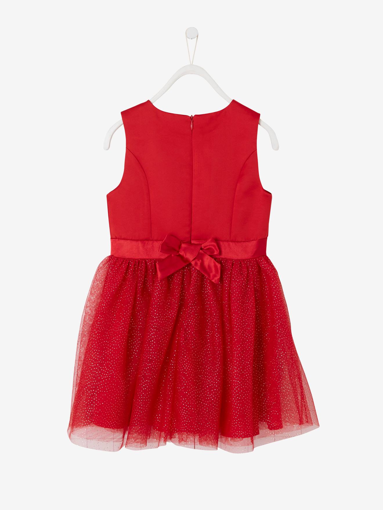 Vertbaudet Festliches Madchen Kleid Mit Glanzeffekt In Rot