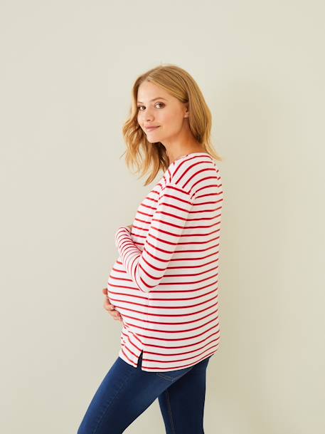 Shirt in Wickelform, Schwangerschaft und Stillzeit - weiß/blau gestreift+weiß/rot gestreift - 10