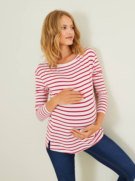 Shirt in Wickelform, Schwangerschaft und Stillzeit - weiß/blau gestreift+weiß/rot gestreift - 13