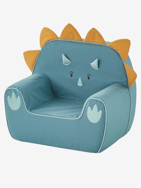 Kinderzimmer Sessel in Dino-Form, Triceratops, personalisierbar - blau/karamell - 2
