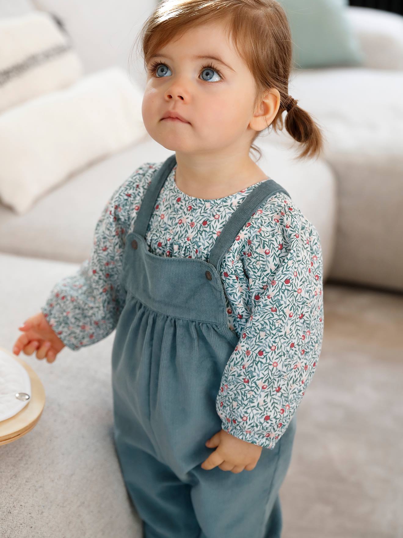 BLUE SEVEN Baby-Mädchen Set Latzhose mit T-Shirt in pastellrosa-weiß 