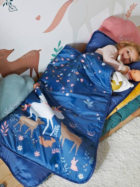 Kinder Schlafsack mit integriertem Kissen „Märchenwald“ - blau - 4
