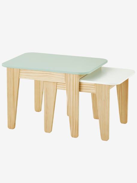 2er-Set Kinderzimmer Tische - grün/natur - 1