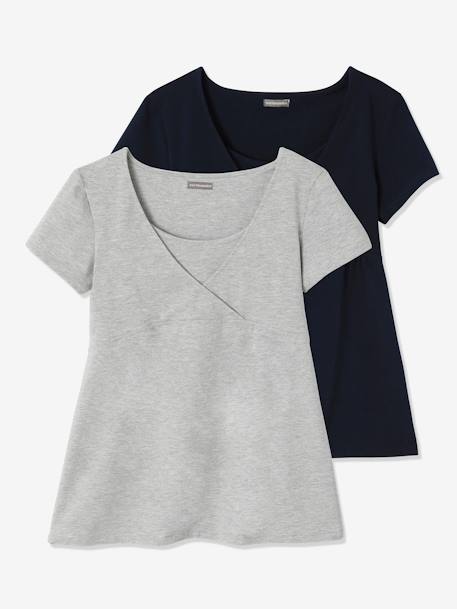 2er-Pack T-Shirts für Schwangerschaft und Stillzeit Oeko Tex® - pack marine/grau+schwarz - 5