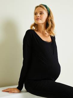 Umstandsmode-Stillmode-Umstandsshirt mit Spitze, Schwangerschaft und Stillzeit