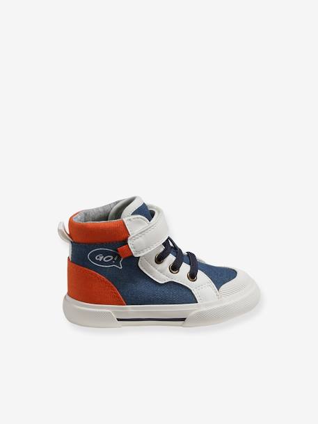 Jungen Baby Sneakers, elastische Schnürung und Klett - weiß/blau/orange - 2