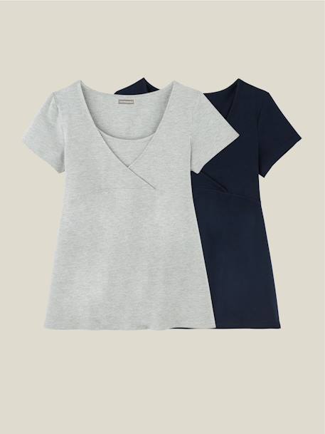 2er-Pack T-Shirts für Schwangerschaft & Stillzeit Oeko Tex - pack marine/grau+schwarz - 6
