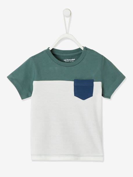 Jungen Baby T-Shirt, Colorblock - gelb+grün/weiß - 4