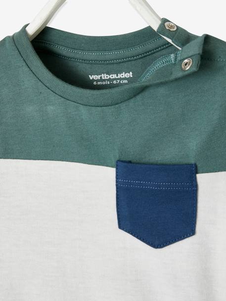 Jungen Baby T-Shirt, Colorblock Oeko-Tex - grün/weiß+karamell - 2