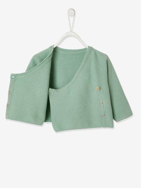 Baby Wickeljacke für Neugeborene - beige meliert+grau meliert+grün+rosa+wollweiß+zartrosa - 9