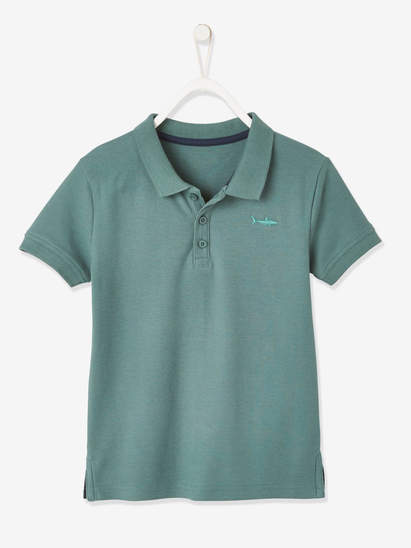 Jungen Poloshirt mit Hai-Stickerei