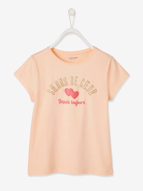 Mädchen T-Shirt mit Message-Print, Glanzdetails - pfirsich - 1
