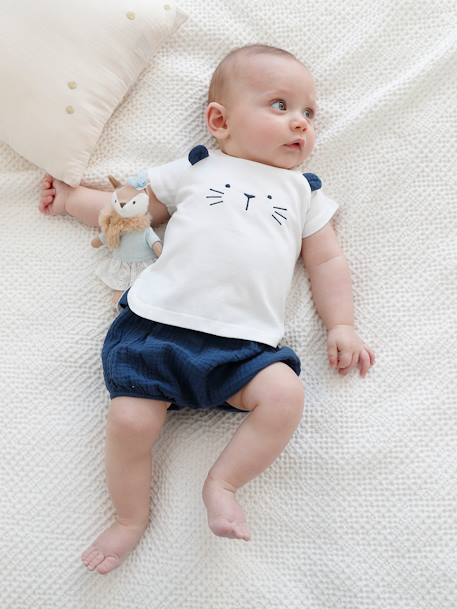 Festliches Baby-Set aus T-Shirt & Shorts, Tiger - weiß+nachtblau - 1