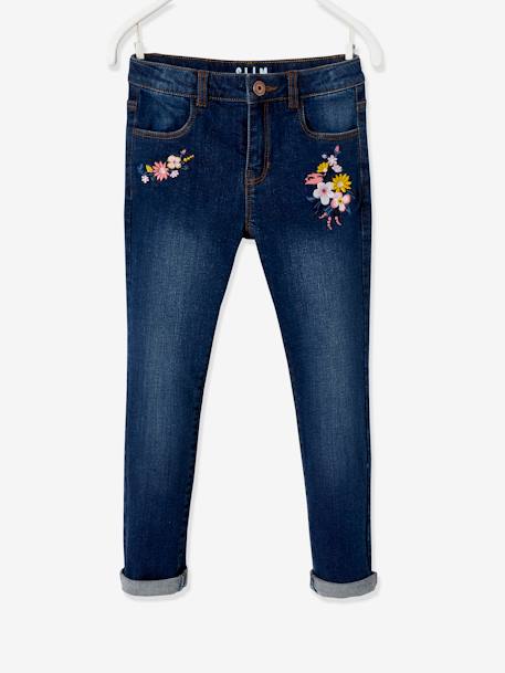Bestickte Mädchen Slim-Fit-Jeans ,,waterless', Hüftweite REGULAR - dark blue - 4