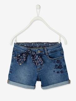 Maedchenkleidung-Bestickte Mädchen Jeans-Shorts Oeko-Tex