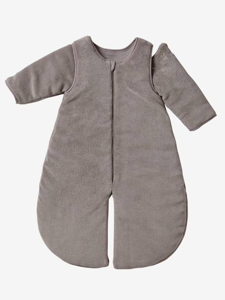 Schlafsack/Overall für Babys, Mikrofaser - taupe+violett+wollweiß - 2