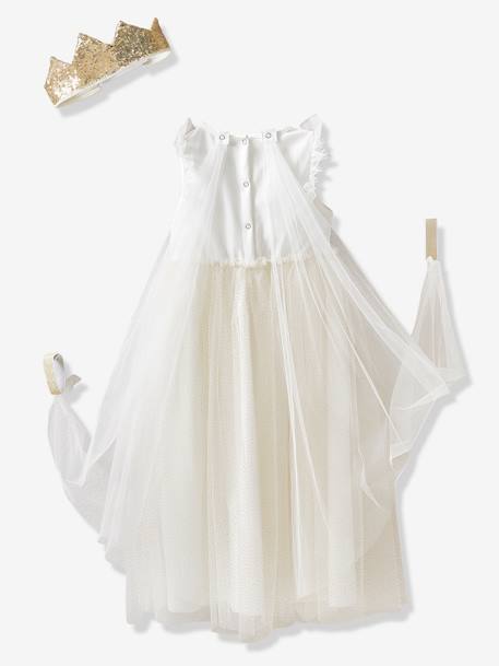 Prinzessinnen-Kostüm mit Schleppe und Krone - rosa+weiß/gold - 11