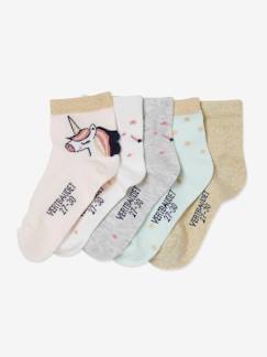 Maedchenkleidung-Unterwäsche, Socken, Strumpfhosen-5er-Pack Mädchen Socken mit Einhornmotiven Oeko-Tex®