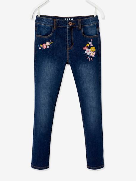 Bestickte Mädchen Slim-Fit-Jeans ,,waterless', Hüftweite COMFORT - dark blue - 2