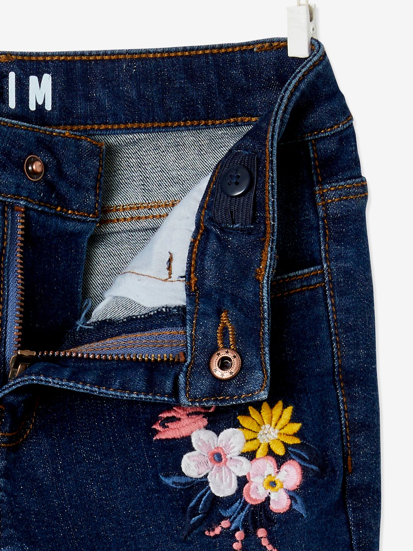 Vertbaudet Mädchen Slim-Fit-Jeans Bestickt