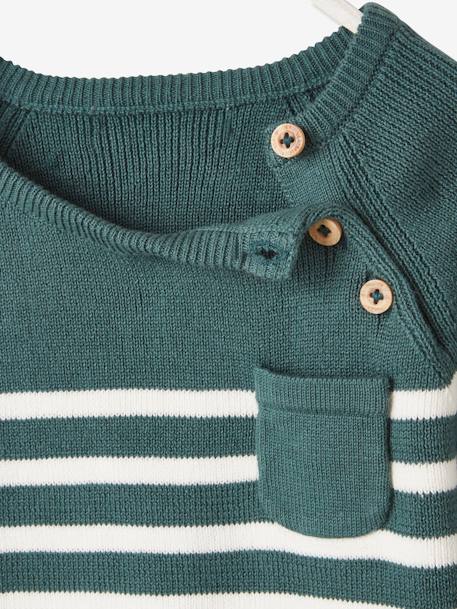 Baby Pullover, Streifen - graugrün gestreift+nachtblau gestreift+wollweiß gestreift+wollweiß/karamell gestreift - 3