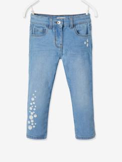 Maedchenkleidung-Hosen-Mädchen 3/4-Jeans, Blumenstickerei