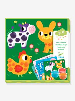 Spielzeug-Kreativität-Sticker, Collagen & Knetmasse-Knetmasse mit Tierbildern DJECO