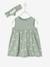 Kleid mit Haarband für Mädchen Baby Oeko Tex - altrosa+graugrün bedruckt+zartrosa - 7